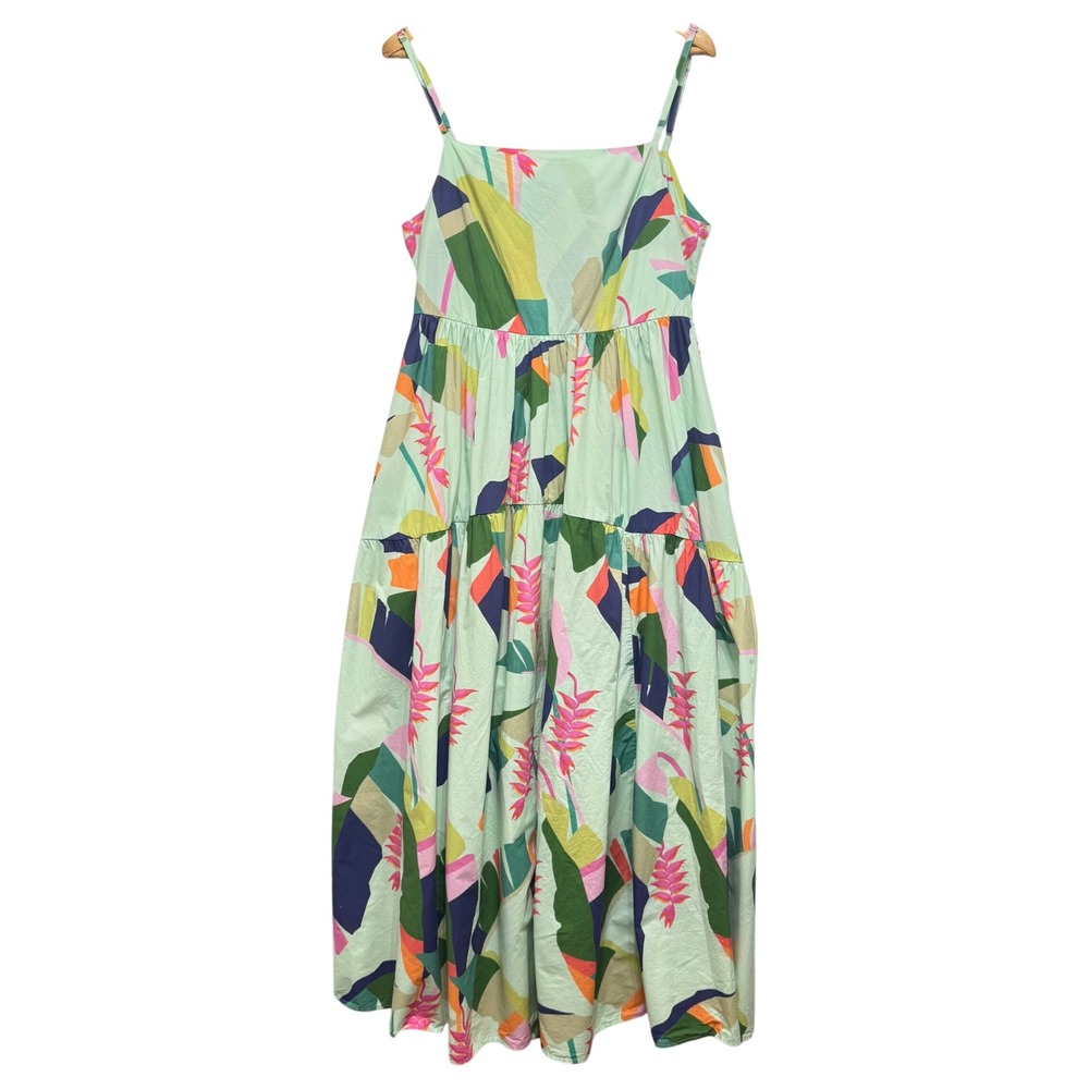 FARM Rio Tie Back Square Neck‎ Tiered Tropical Maxi Dress Sz M - Picture 5 of 12